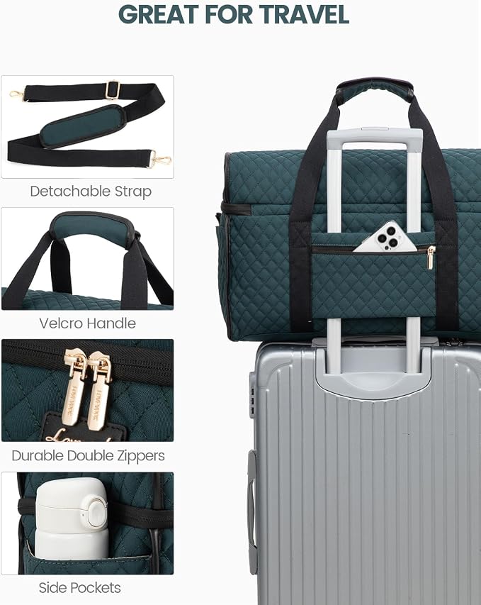 LOVEVOOK Travel Duffle Bag - Weekender & Overnight Bag with Toiletry & Wet Pocket, Carry-On Size, 3pc Set - Image 5