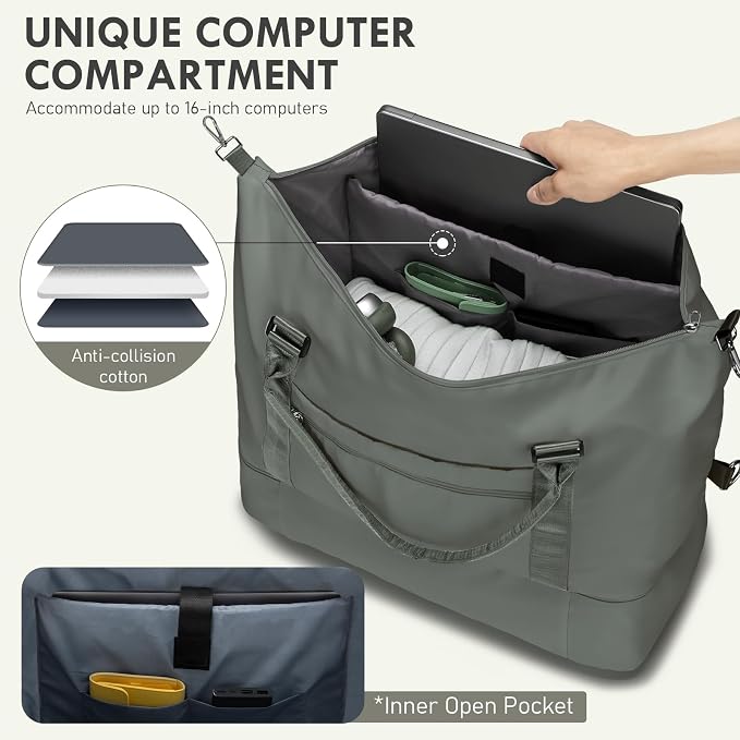 WOOMADA Weekender Overnight Bag for Women, Shoulder Travel Duffel with Shoes Compartment,Gym Bag with Toiletry Bag - Image 3