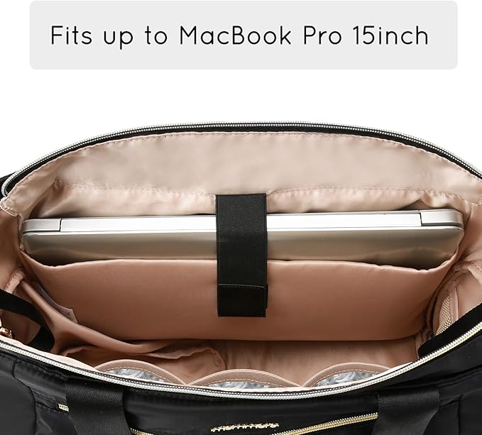 mommore Breast Pump for Spectra S1/S2 & Medela, Diaper Bag Travel Tote | Pumping Tote Bag with Insulated Pockets, Work Bag for Breastfeeding Mom with 15" Laptop Sleeve & Changing Pad - Image 4