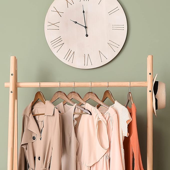 HOUSE DAY Premium Wooden Hangers 30 Pack, 17.5" Smooth Wood Clothes Hangers | with Non-Slip Pants Bar, Shoulder Notches, 360° Swivel Hook for Suits, Coats, Shirts and Dresses, Walnut - Image 6