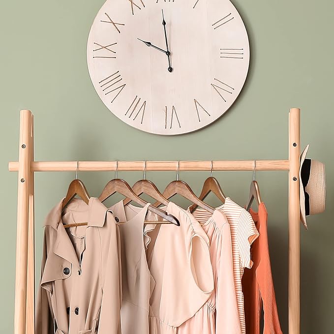 HOUSE DAY Bulk Wooden Hangers 50 Pack, 17.5" Smooth Wood Clothes Hangers | with Non-Slip Pants Bar, Shoulder Notches, 360° Swivel Hook for Suits, Coats, Shirts and Dresses, Walnut - Image 2