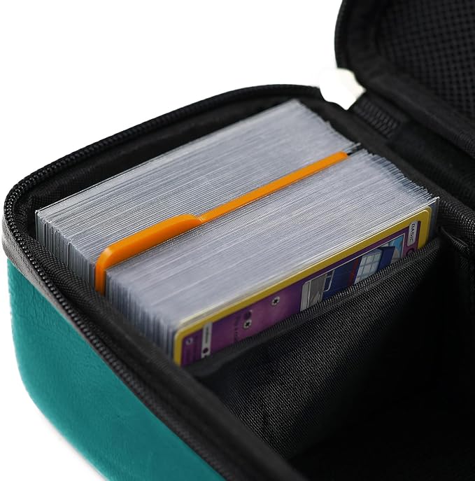Teal Bolt Card Carrying Case fits PM Cards and other TCG Games - Storage Bag for Playing/Trading Cards and Deck Box (Straps, Dividers & 100 Apollo Card Sleeves) | Fits 800+ cards, PU leather, adjustable velcro dividers, shoulder strap, 100 Apollo sleev... - Image 5