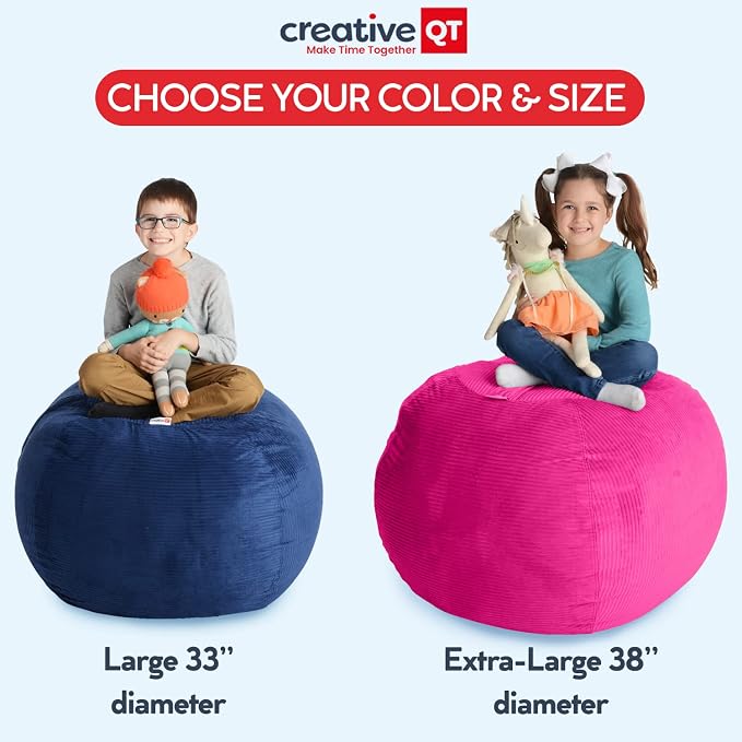 Stuff ’n Sit Extra Large 38’’ Bean Bag Storage Cover for Stuffed Animals & Toys, Giant Beanbag Chair for Kids Ages 3-14, Bedroom Organizer, Purple Unicorn - Image 3
