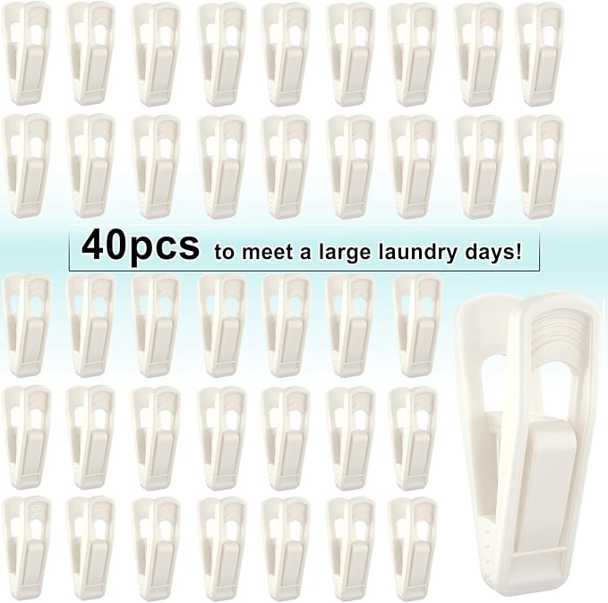 TOFIIGREM Hanger Clips for Velvet Hangers (Beige, 40 PCS), Non-Slip Plastic Clips Pant Skirt Hanger Clips for Flocking Hangers - Image 6