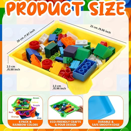 Reallnaive 6 Pcs Plastic Art Sorting Funnel Trays Quick Sorting Activity Serving Tray Stackable Craft Organizer for Classroom Beads Organizing Home Back to School DIY Project (Bright Color) - Image 2