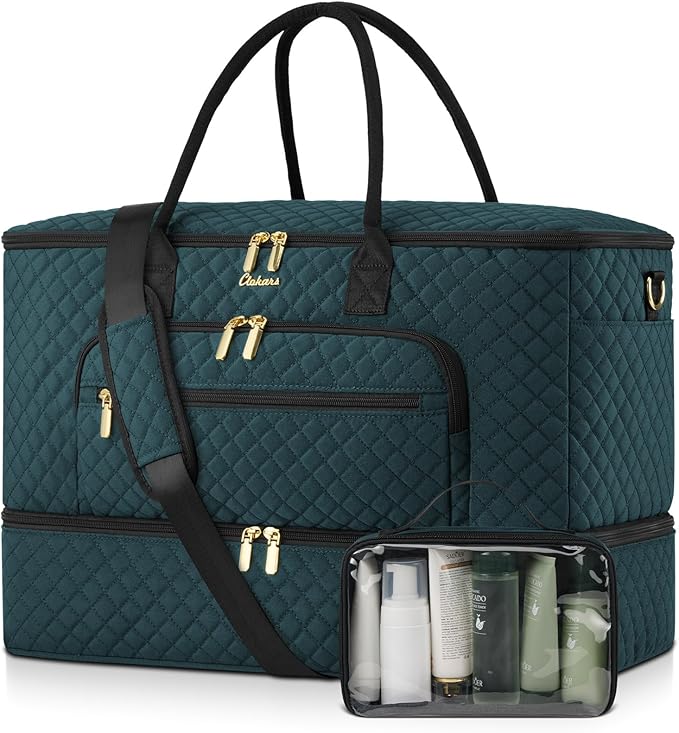 Travel Duffle Bag, Wide Open Large Weekender Bag for Women with Shoe Compartment, Carry on Overnight Bags with Toiletry Bag, Hospital Bag for Women Labor Delivery with Wet Pocket (Dark Green) by Unknown
