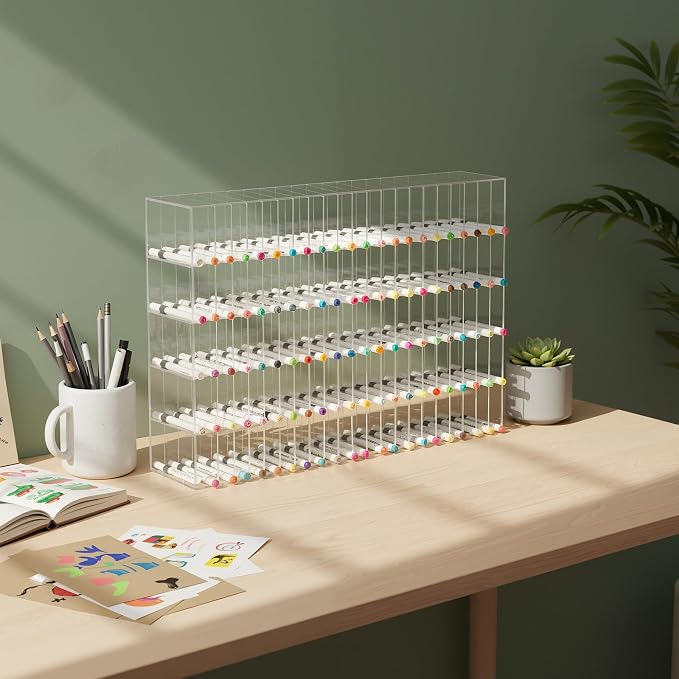 Colingmill Acrylic Marker Organizer for 480 Markers, Extra Large Art Marker Storage Rack for Desk, Back to School Supplies Durable Desk Storage for Artists Teachers Students Office(Large) - Image 7