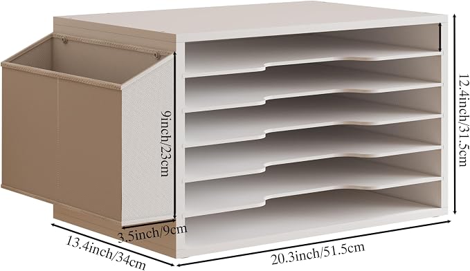 Unionly 12x18 Construction Paper Organizer,Large File Sorter for Office | 6-Tier Adjustable Literature Organizer,Large Wooden File Sorter with Side Pocket,Office Mailbox for Home,Classroom,Office - Image 6