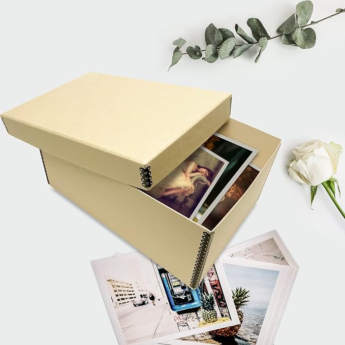 Lineco Archival Photo Card Box, Museum-Quality, 5x8x12 Inch, Tan, 2 Pack | Acid-Free with Removable Lid, Metal-Edge Corner, Bulk Storage and Preservation for Negatives, Prints, Films, Photos, Snapshot - Image 7