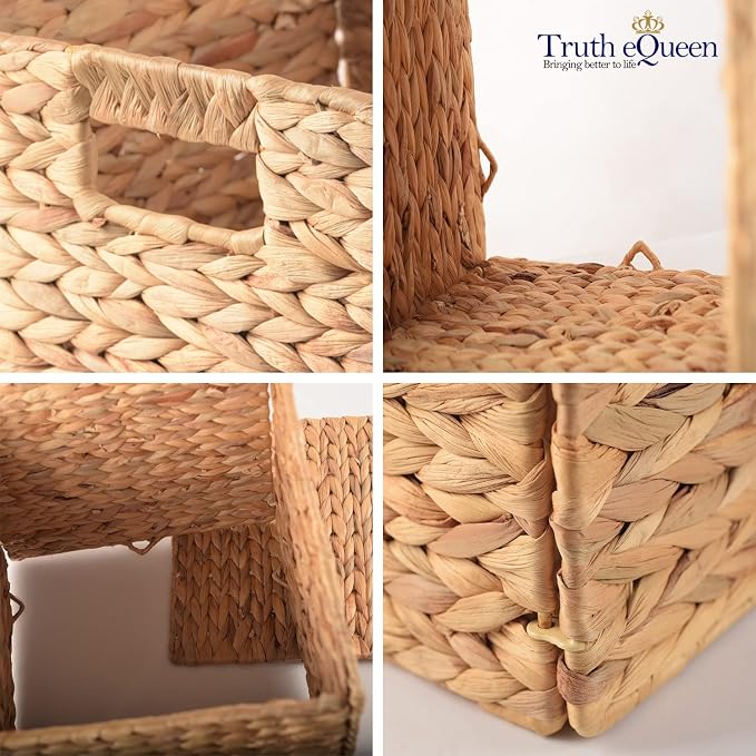 Water Hyacinth Storage Baskets For Shelves, Wicker Baskets For Organizing Bins For Shelves, Wicker Basket Organizer, Cestas Para Organizar (Hyacinth Storage 12in Set 6) - Image 3