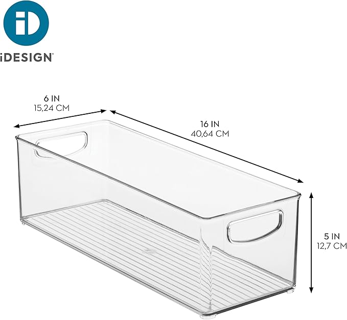 iDesign Plastic Stackable Pantry Bin with Handles, Set of 2, Clear | For Kitchen Cabinets or Fridge, Made in USA - Image 4