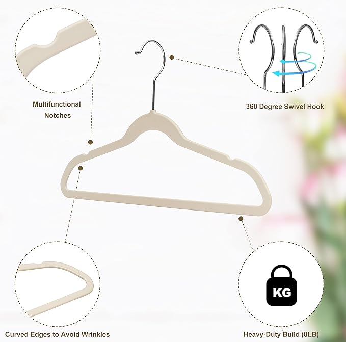 Quality Kids Plastic 30 Pack Non Velvet Non-Flocked Thin Compact Children's Hangers Swivel Hook for Shirts Blouse Coats (Ivory, 30) - Image 4