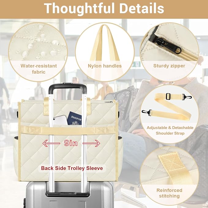 IBFUN Utility Tote Bag with 24 Pockets, Large Teacher Travel Tote for Women | Large Work Tote Bag 2pcs with Zipper for Travel Daily School Teacher Nurse, Large Lightweight Laptop Shoulder Bag Handbag - Image 6