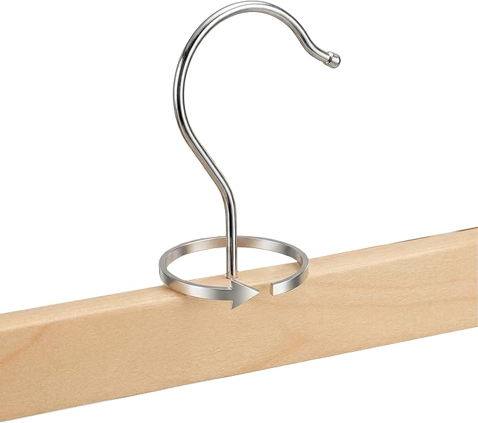 Relaxdays Wooden Pants Hangers Set of 12, Adjustable Clamps, 360° Swivel Hooks, 35.5 cm Wide - Image 6