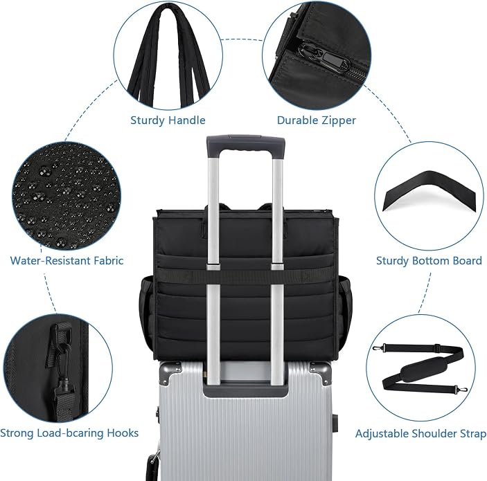 Diaper Bag Tote for Baby, Large Hospital Mommy Bag for Labor Delivery | Lightweight Puffy 4pcs Diaper Tote with Changing Pad, Toiletry Bag and Pacifier Case, Travel, Hospital, Newborn Essentials - Image 5