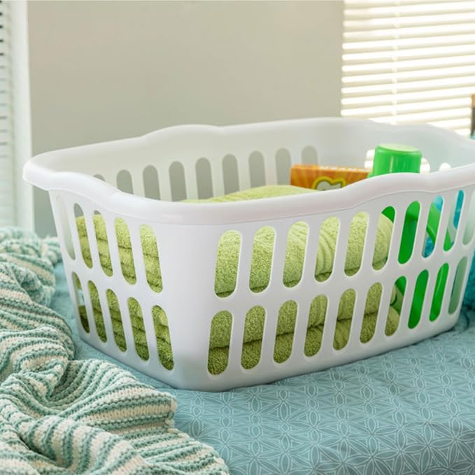 Sterilite Rectangular Laundry Basket, Plastic Clothes Hamper, 24-Pack | 1.5 Bushel, White - Dirty Clothing Storage Organizer with Handles for Bedroom, Bathroom, and Closet - Image 4