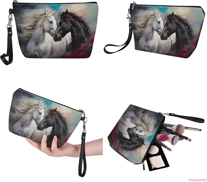 GIFTPUZZ Women Top Handle Bags Handbags with Zipper Leather Wallet Cash Card Phone Holder and Makeup Bag Set 3pcs - Image 6
