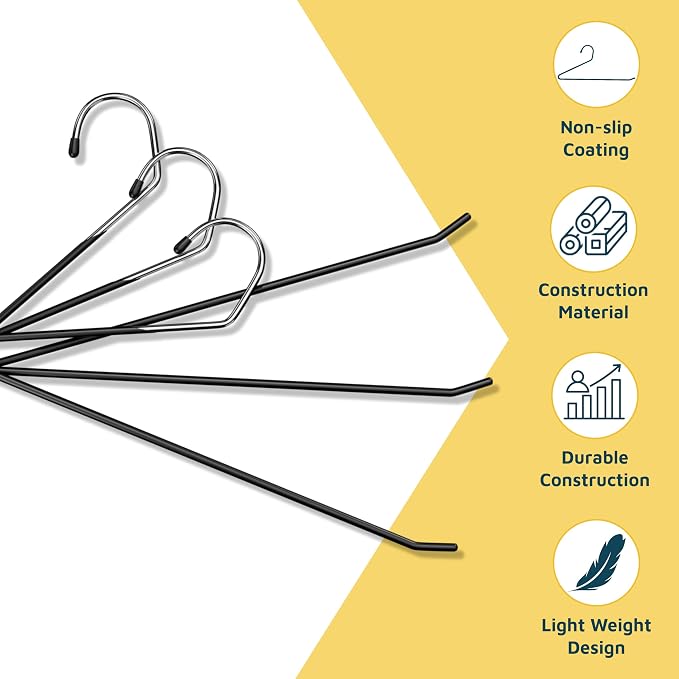 Lifemaster Metal Pants Hanger Set - 30 Pieces Elegant Non-Slip Closet Space Saving Hanger Set for Pants, Trouser, Blankets, and Jeans with Rubber Coating and Open Ended Sleek Design - Black - Image 5