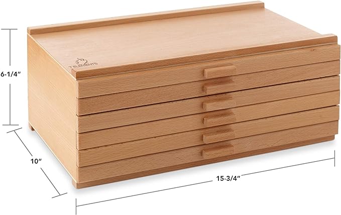 7 Elements 12 Drawer Wooden Artist Storage Supply Box for Pastels, Pencils, Pens, Markers, Brushes and Tools - Image 3