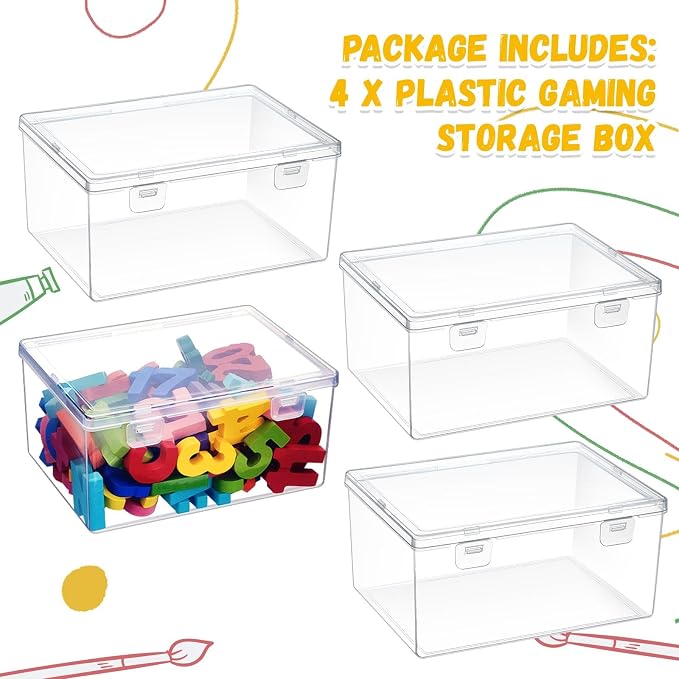 SiliFine 4 Pcs Clear Plastic Storage Bins with Lids Stackable for Toys | 7.1 x 5.2 x 3.4 Inch, Stackable, Organizer Containers, for Playroom Shelves, Holds Puzzles, Small Building Blocks, Crafts - Image 3