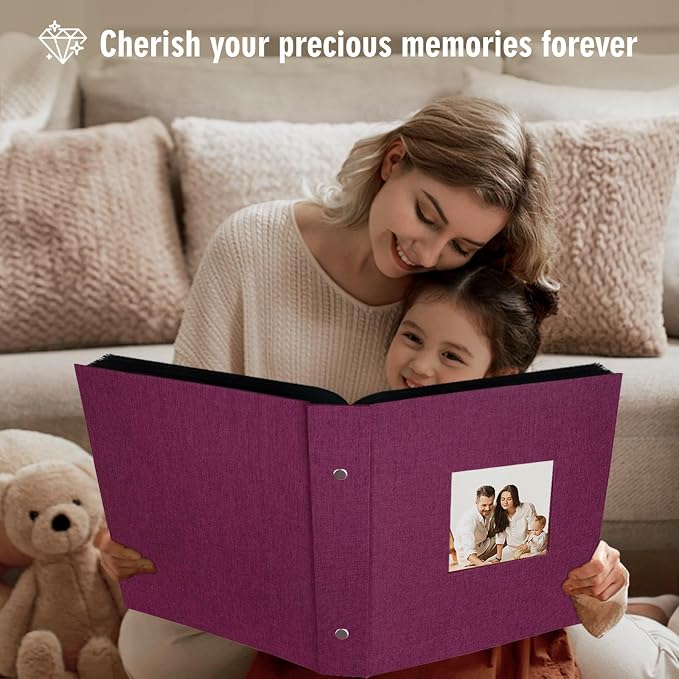 Photo Album 6x4 600 Pockets Slip in Large Capacity Album for Family Wedding Anniversary Linen Album Book Holds 600 Horizontal and Vertical 10x15cm Photos(600 Pockets, Purple) - Image 5