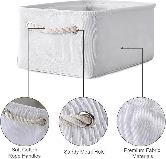 Storage Basket for Gifts Empty - 11.8x7.8x5.2 inch 1 Pack Fabric Storage Cubes, Nursery Organizers and Storage for Closet Cloth Toy Book (White) - Image 6