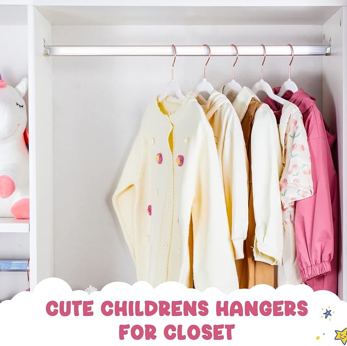 HOUSE DAY Velvet Kids Hangers 120 Pack, Premium Children Hangers for Closet | White Ultra Thin Cute Kids Clothes Hanger, Small Non Slip Felt Hanger 14 Inch for Toddler Clothes +360° Swivel Rose Gold Hook - Image 5