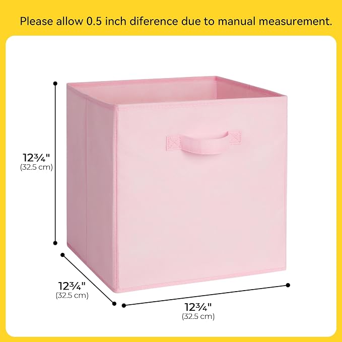 Cupic Cupid 6-Pack 13x13 Cube Storage Organizer, Cube Bins, Pink Gradient | Foldable, Reinforced Handle, Holds Clothes, Toys, Daily Essentials and More, Fits Closet, Shelves, Nursery, Playroom - Image 2