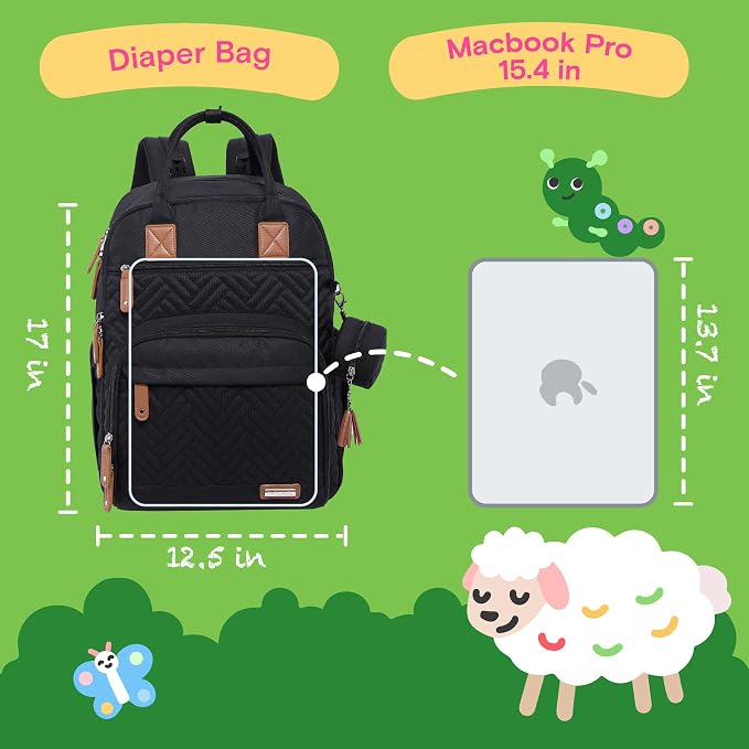 iniuniu Baby Diaper Bag Backpack, 4 in 1 kit Large Capacity Travel Backpack | Waterproof Backpack for Moms Dads,Travel Backpack with Pouch,Washable Changing Pad, Baby Essentials - Image 6