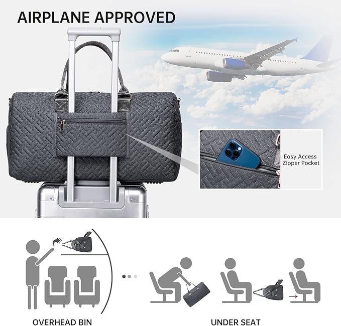 Duffle Bag for Travel, Weekender Bag with Shoe Compartment, Carry On Overnight Bag for Women with Toiletry Bag, Gym Bag with Wet Pocket, Hospital Bags for Labor and Delivery Beige - Image 3