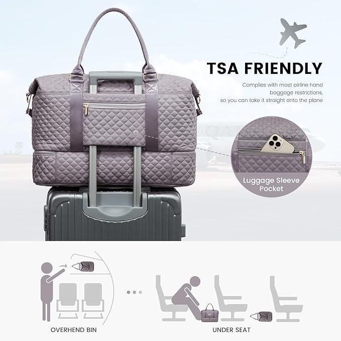 LOVEVOOK Travel Duffle Bag,Weekender Bags for Women with Shoe Compartment，Carry on Overnight Bag with Toiletry Bag,Gym Duffel Bag with Wet Pocket, Hospital Bags for Labor and Delivery - Image 5