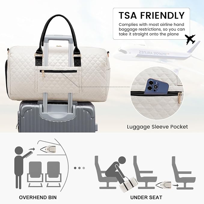 LOVEVOOK Travel Duffle Bag,Weekender Bags for Women Overnight Bag with Shoe Compartment, Carry on with Toiletry Bag,Duffel Bag with Wet Pocket,Hospital Bags for Labor and Delivery - Image 4