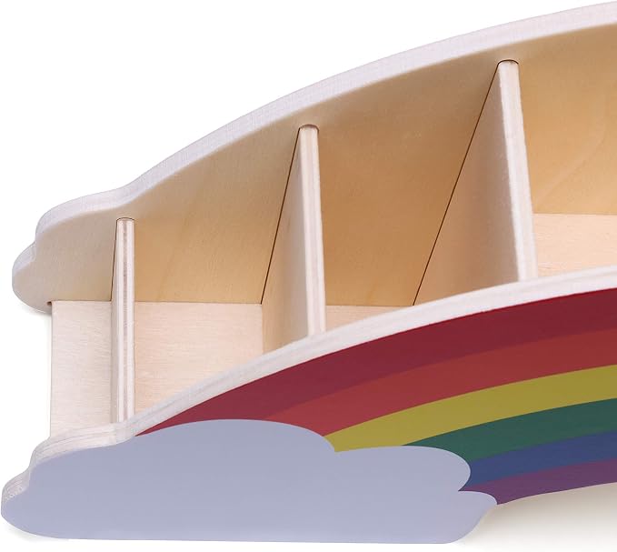 Exerz Rainbow Pencil Holder Desk Organizer with 50 Star Stickers for Kids | Pressed Wood 6 Compartments No Assembly for Pens Markers Brushes Rulers Study Craft Ideal for - Image 9