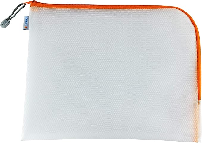 HERMA 20013 Zip Document Bag A4, Pack of 10, Transparent (36 x 28 cm) Large Zippered mesh Pouch with Zipper for Laptop, Tablet, Books, Papers, Toys, Clear Storage Wallet with Zipper, Assorted Colours - Image 6