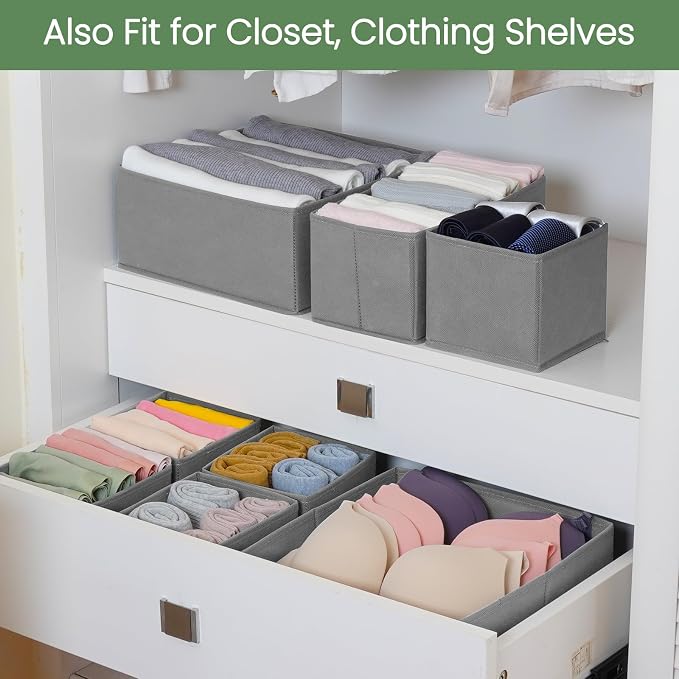 Drawer Organizer Clothes,16 Pack Underwear Drawer Organizers, Foldable Closet Organizers and Storage Dresser Drawer Dividers Clothing Organizer for Clothes, Socks, Scarves, Bra, Ties (Grey) - Image 8