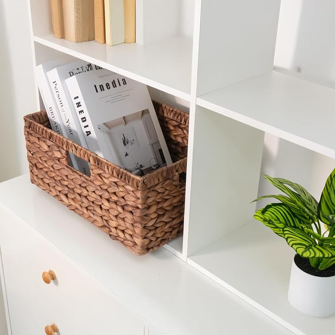 KOKODO Pack 1 COLORED Large Rectangular Water Hyacinth Wicker Storage Basket with Handles and Built-in Metal Frame with Chalkboard, Handwoven Perfect for Space-Saving Shelves and Room Organizing - Image 5