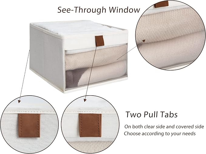 StorageWorks Closet Storage Bins with Clear Window 3 pack, Metal Storage Baskets For Shelves With Frame, Rectangle Storage Bins - Image 4