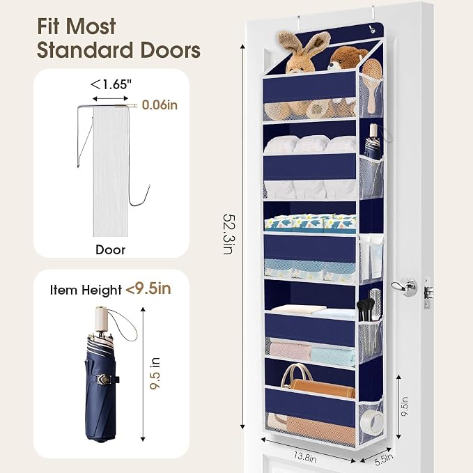 2 Pcs Over The Door Organizer Large Capacity Hanging Storage Room Organizer | 40 lb Capacity, Ultra-Sturdy, Foldable, Mesh Design with Clear Window, Space-Saving Organizer for Pantry, Nursery & Closet - Image 2