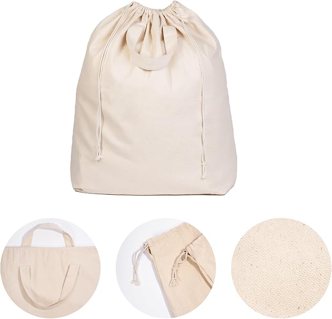 Heavy Duty Laundry Hamper Bags - Extremely Sturdy, Durable Canvas Replacement Laundry Hamper Liner - Works for Round & Square Hampers with Drawstring Closure (3 Pack) - Image 7
