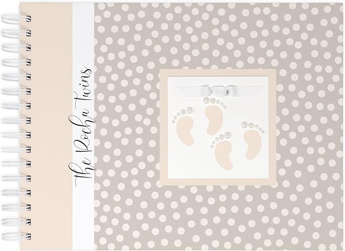 Personalized Twin Pregnancy Journal (8 Center Designs) - Hardcover Pregnancy Memory Book Customized with Babies’ Names, Nicknames or Phrase - Prompted Journal for New Moms (Ivory Dots) by Unknown