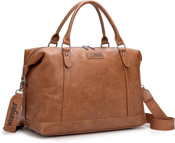 Wrangler Duffel Bag Large Travel Weekender Bag for Women Waterproof Carry on Overnight Bag for Gym,Trips,Weekends,Brown by THEOFFICIALMONTANAWEST