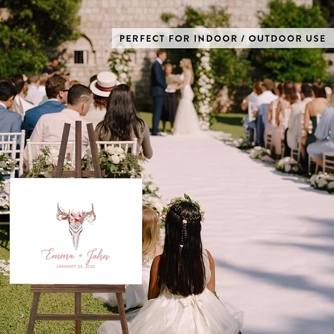 Andaz Press Custom Large Canvas Wedding Guest Book Alternative, 16 x 20 Inches, Boho Woodland Horizontal Personalized Sign Our Canvas Guest Book Signs for Wedding Rustic Woodland Theme Events - Image 5