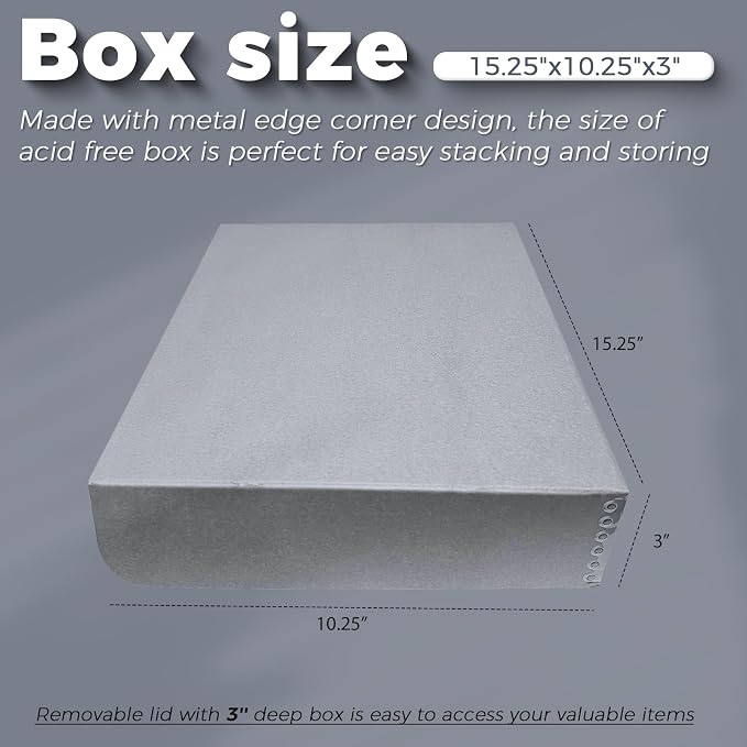 Lineco, 10x15 Clamshell Archival Folio Storage Box, 3" Deep | Acid-Free with Metal Edge Preservation Box, Preserves Picture, Magazines, Organize Photos, Documents, Artwork, DIY - Image 3
