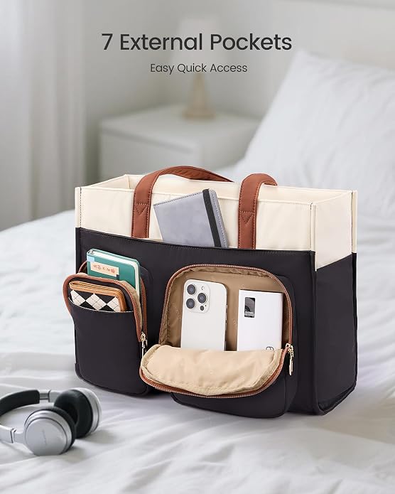 LOVEVOOK Teacher Tote Bag for Women,Multi-pocket Laptop Bag with Large Cup Holder,Nurse Bags Work Travel Computer Handbag - Image 5