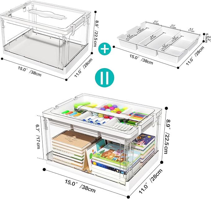 24QT 2Packs Clear Craft Organizers and Storage with Trays | Art Supply Organizer and Storage, Craft Storage Box with Lid for Beads, Markers, Coloring Books, Sewing, Playdoh and Tools - Image 3