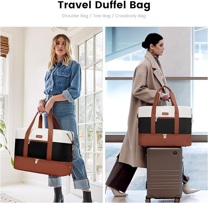 LOVEVOOK Weekender Bag for Women, Large Duffle Bag for Travel with 2 Packing Cubes, Carry on Overnight Bag with Shoe Compartment, Mom Hospital Bags for Labor and Delivery - Image 4