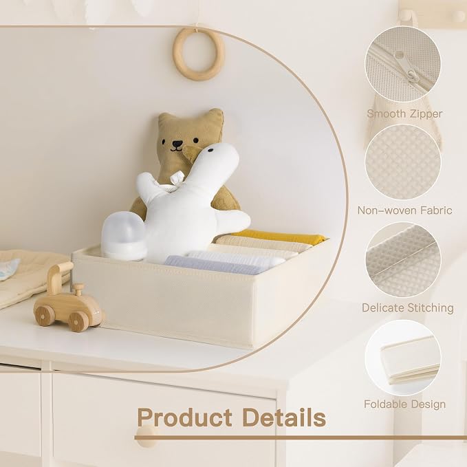 Drawer Organizer Clothes, 14 Pack Dresser Organizer for Baby Clothes, Underwear, Sock- Foldable Closet Organization and Storage Dividers Bins for Nursery, Bedroom and Dorm (Beige) - Image 4