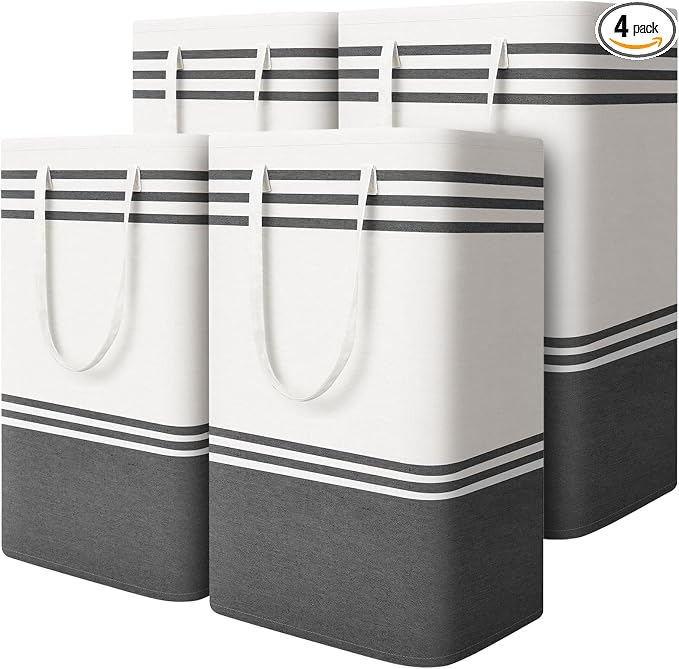 4 Pack Large Laundry Baskets, Laundry Hampers, Freestanding Waterproof Collapsible Clothes Bag with Extended & Reinforced Handles - Clothes Basket for Dorm, Bathroom, Home (88L) by EpicTotes