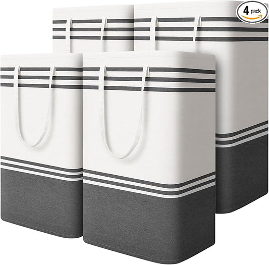 4 Pack Large Laundry Baskets, Laundry Hampers, Freestanding Waterproof Collapsible Clothes Bag with Extended & Reinforced Handles - Clothes Basket for Dorm, Bathroom, Home (88L) by EpicTotes