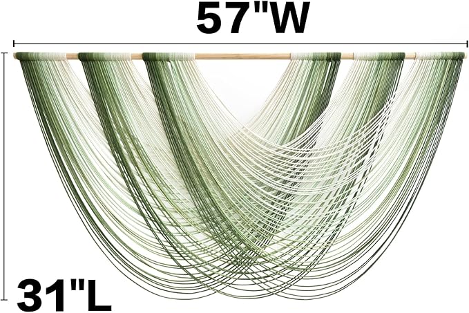 Macrame Wall Hanging Large Dip Dyed Boho Green Wall Art Decor 57"W*31"L | For Living Room Bedroom Styling Entryway Decor, Handmade Fiber Art, Textured Wall Artwork, Housewarming Gift, Ready to Hang - Image 5